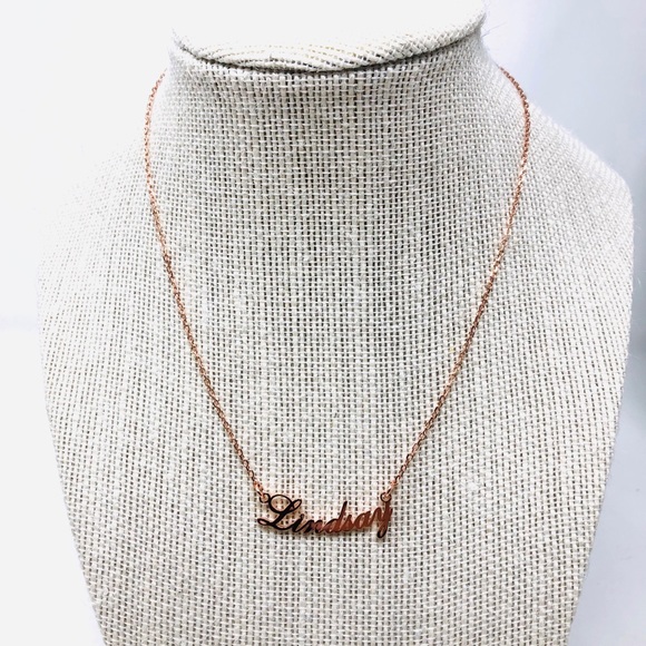 “LINDSAY” rose gold sterling silver name necklace, NWOT - Picture 4 of 6